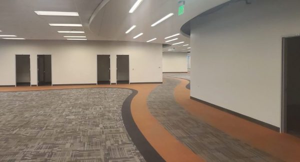 renovated and clean repaint of an office building walk area