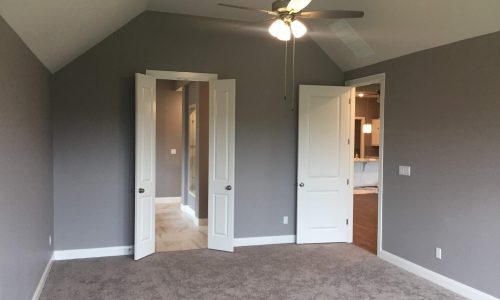 Gray Bedroom with White Trim