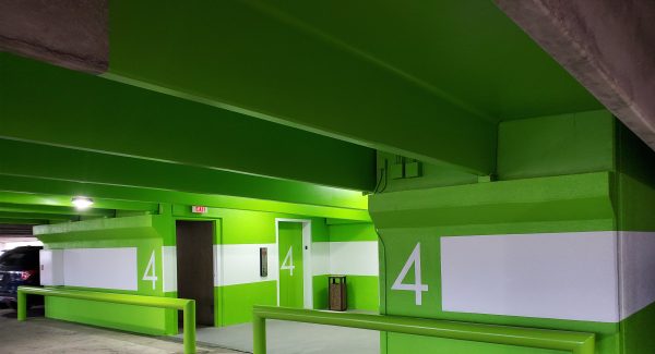 Green Painted Parking Garage