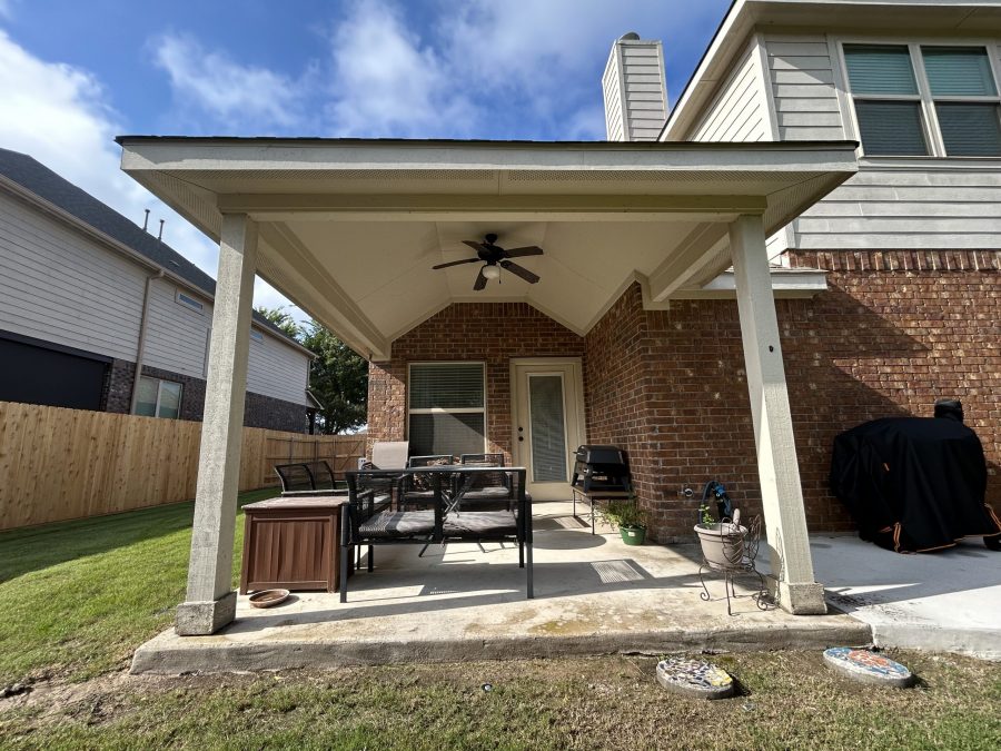 covered porch with two tone blue painted ceiling and posts Preview Image 5