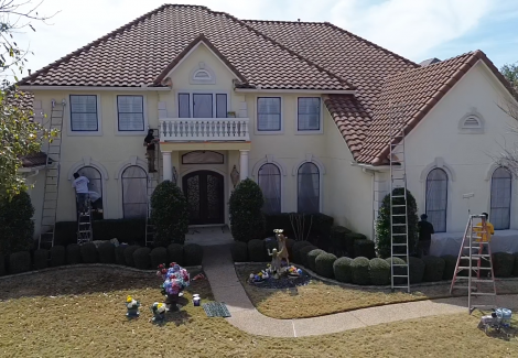 stucco home before repaint