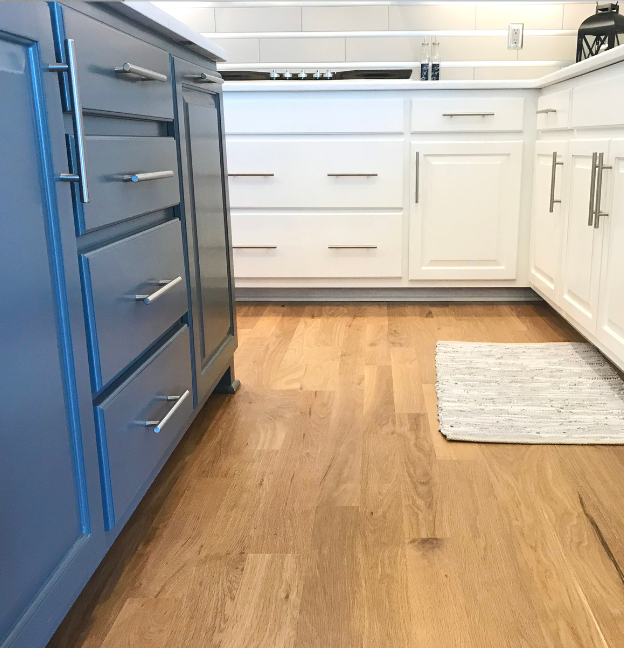 blue and white cabinets in Baltimore home