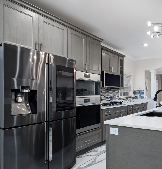 grey kitchen cabinets in baltimore home