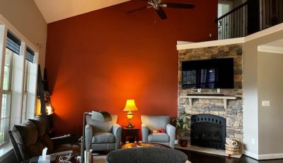 dark orange living room after painting