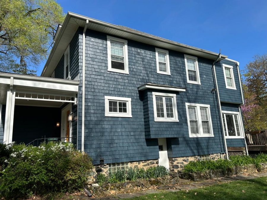 blue home with white trim Preview Image 3