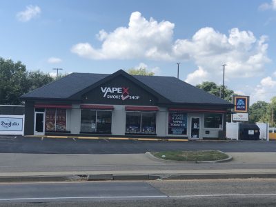 Completed commercial exterior painting project at Vapex Smoke Shop in Swansea, IL, by CertaPro Painters of Belleville