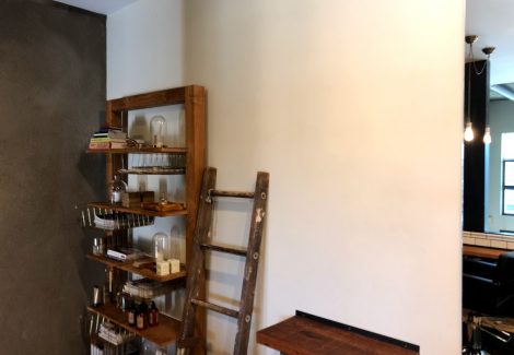 Shelves in shed salon