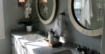 Painted Bathroom wall in this Berkeley home. ...