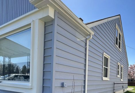 Blue house siding exterior paint refresh