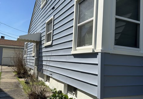 Blue house siding exterior paint refresh