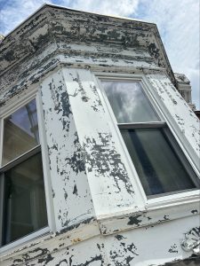 window closeup exterior before repainting