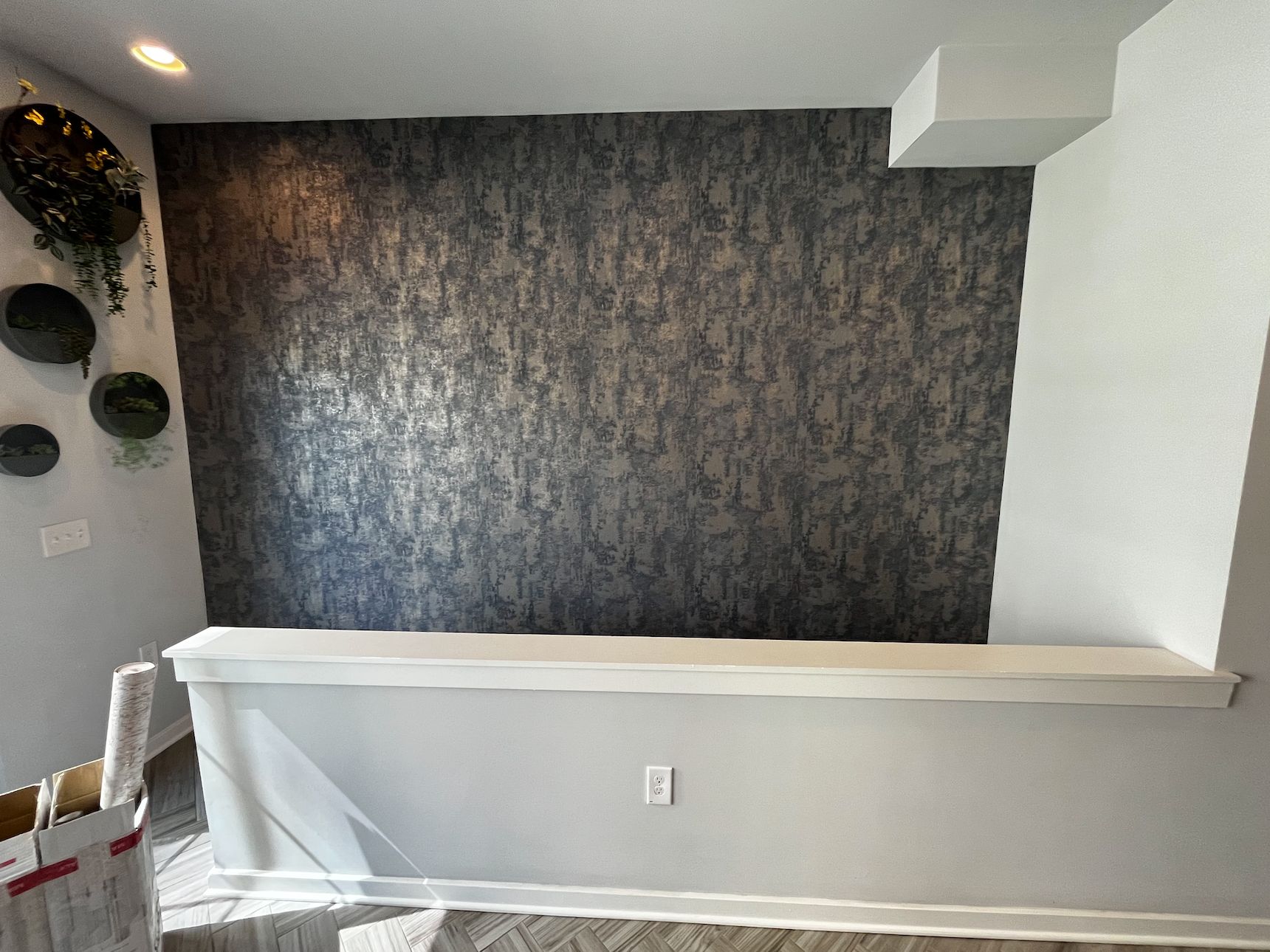 wall after wallpaper installed