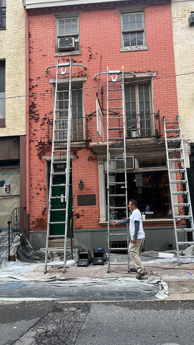 the classical guitar store exterior painting philadelphia pa (before)