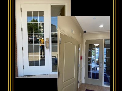 commercial doorway before and after