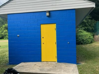 storage building after power wash and painting