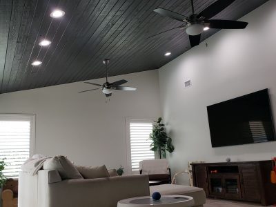 gray ceiling and white walls painted
