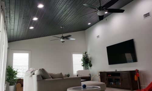 gray ceiling and white walls painted
