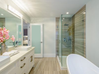 white painted bathroom