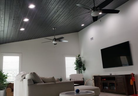 gray ceiling and white walls painted