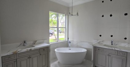 Repainted Bathroom Cabinetry