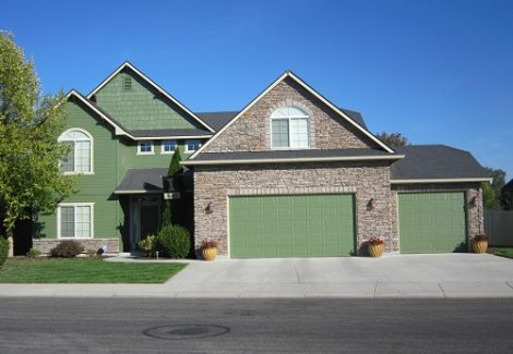 Beautiful Green Exterior House Painted in Meridian ID