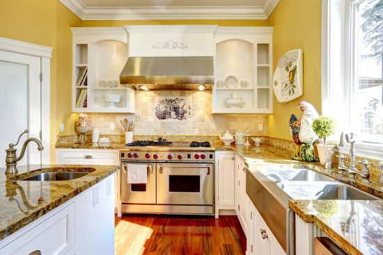 yellow kitchen with modern country flair