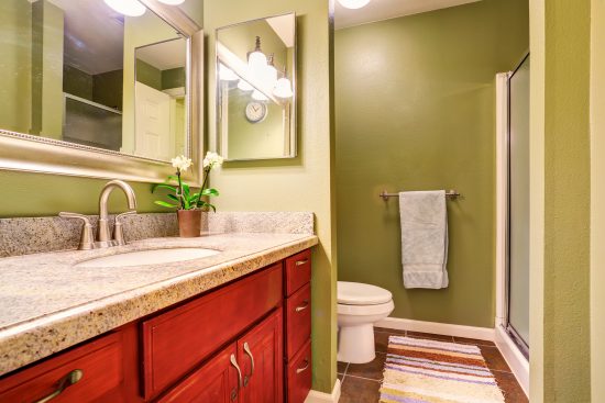green interior bathroom walls