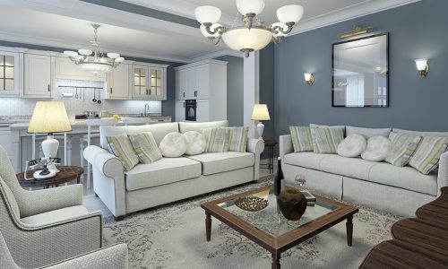 Living Room With Blue Walls