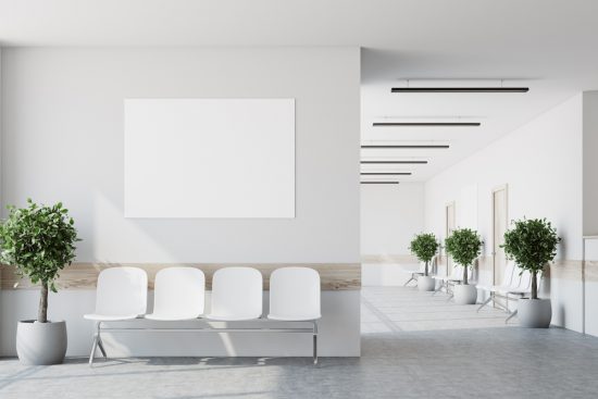 whitewashed office space