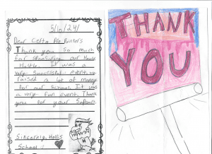 Thank you note from Hollis School in Braintree