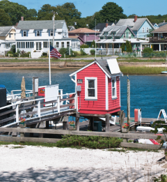 Dock with small red building