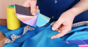 Matching blue fabric to paint chips