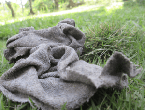 Dirty rags in grass