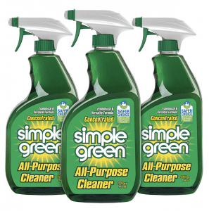 Three bottles of Simple Green cleaner in a spray bottle