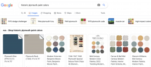 Screenshot of Google images of Plymouth Paint colors