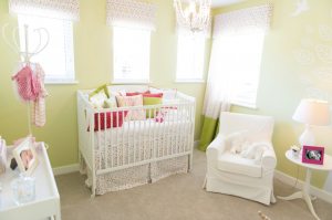 Chartreuse Walls in a baby nursery