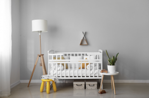 Gray walls in baby nursery