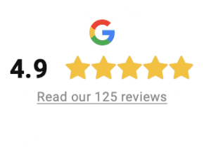 Google review badge 4.9 rating with 125 reviews