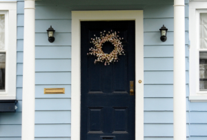 Front door of newly painted home