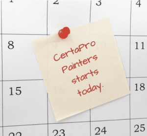 calendar showing certapro painters started to day with note
