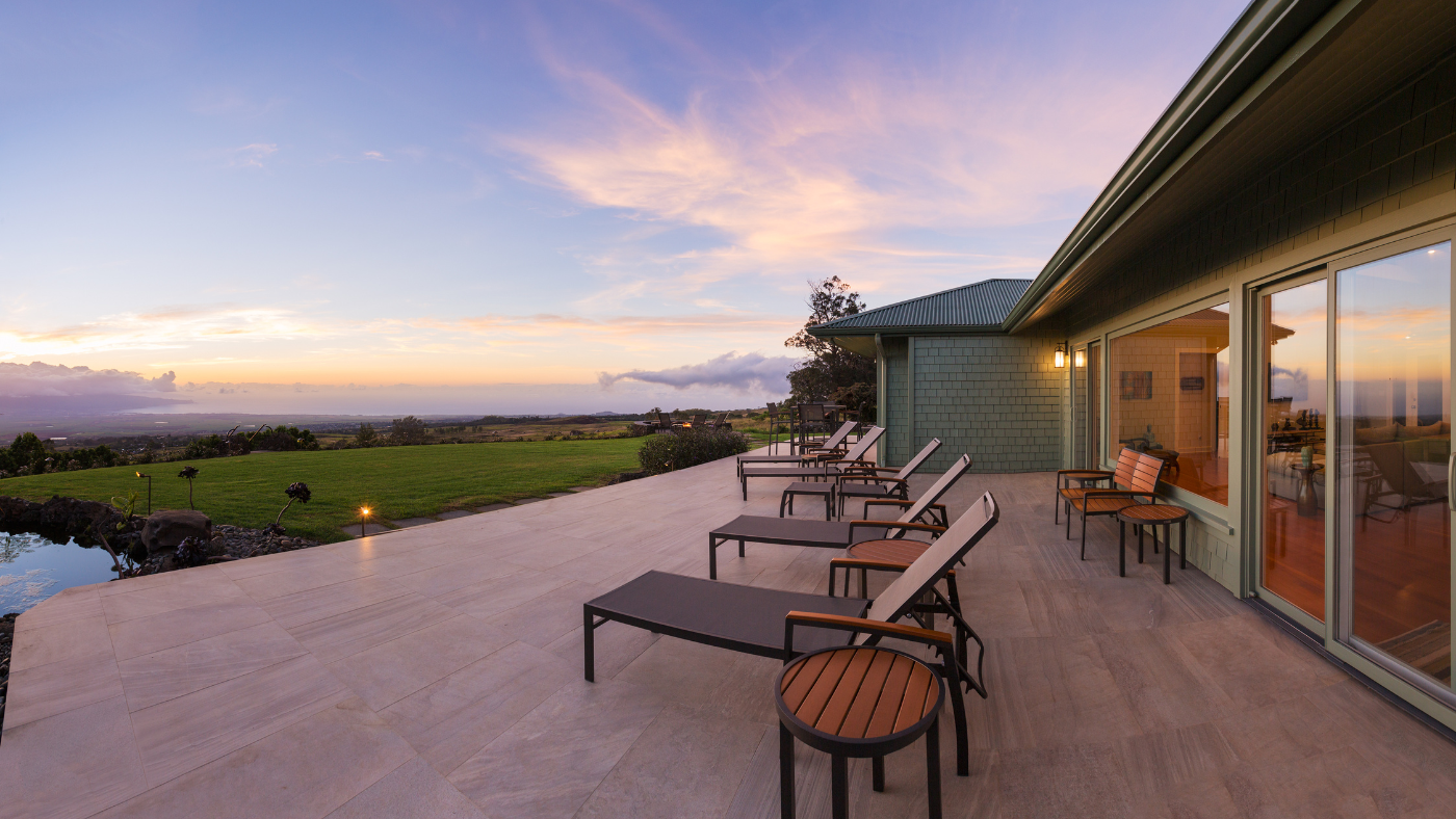 Large wood deck overlooking marsh and ocean