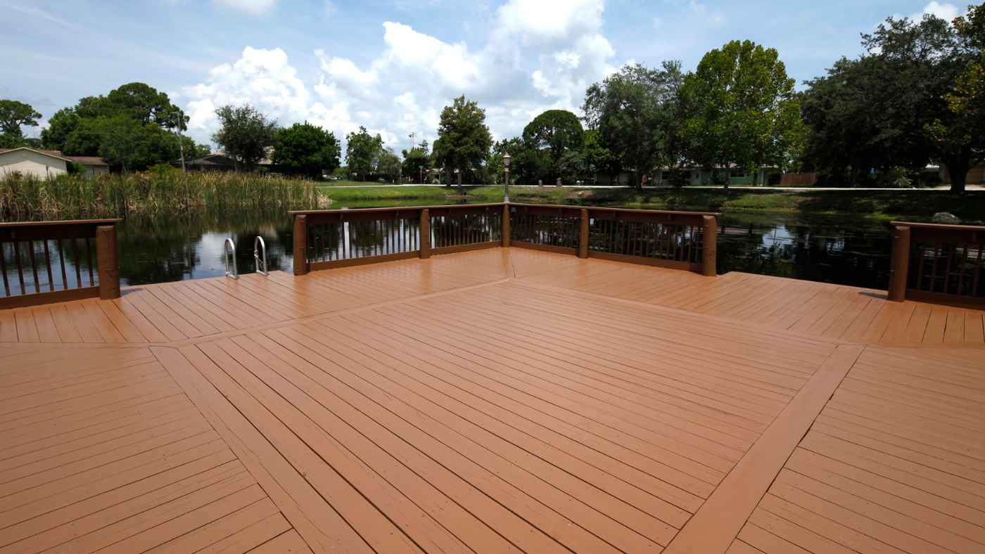 Large stained deck using solid stain 