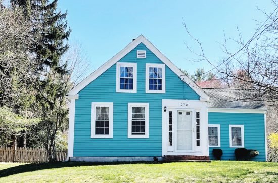Turquoise Home with white trim
