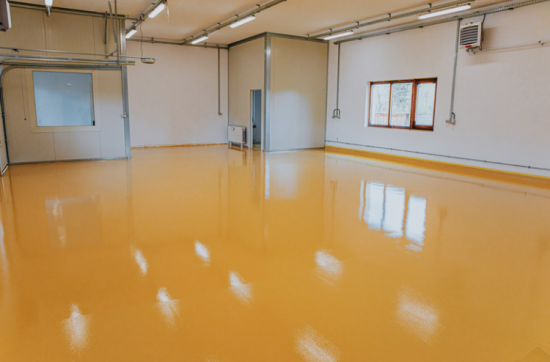 Golden yellow epoxy garage floor