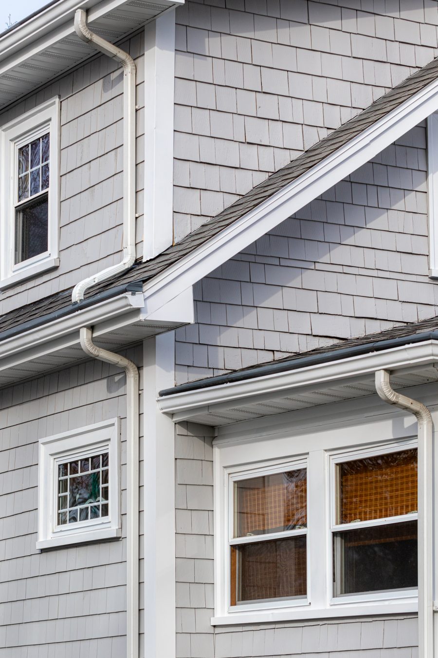 gray stained shingles with white painted trim Preview Image 6