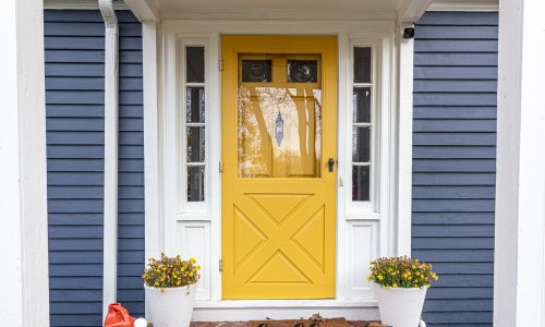 Yellow Painted Front Door & Exterior Painting