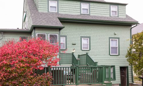 Green Exterior With Deck Painted