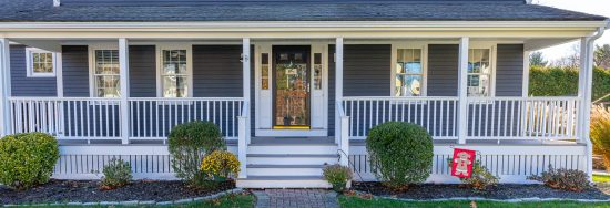 canton, ma house painters - blue house with front farmer's porch