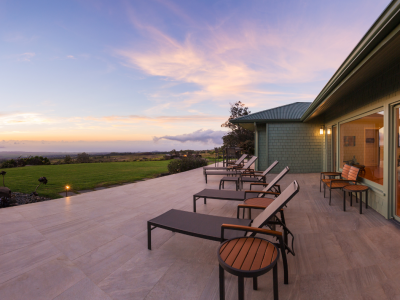 Large wood deck overlooking marsh and ocean