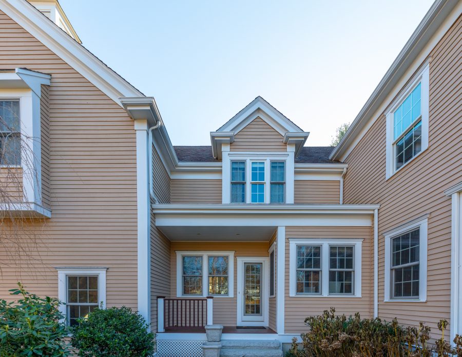 side entrance of tan and white painted home in Hanover, MA Preview Image 2